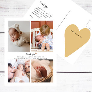 Minimalistische Fotocollage Baby Shower Dankeschön Postkarte