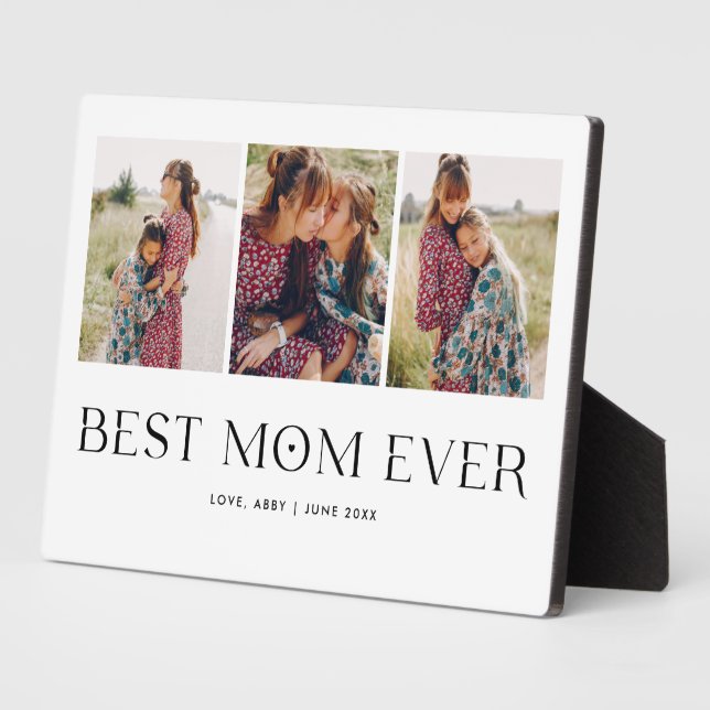 Minimalistische FotoCollage Beste Mama je Keepake  Fotoplatte (Seite)