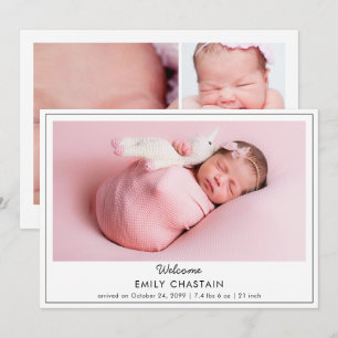 Minimalistische Fotocollage Neugeborenes Baby Gebu Ankündigung