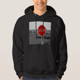 Minimalistische Fotografie auf der roten Stopp Roa Hoodie