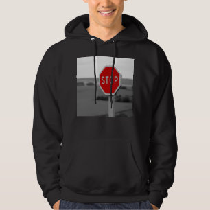 Minimalistische Fotografie auf der roten Stopp Roa Hoodie