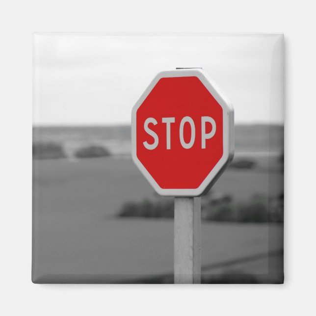 Minimalistische Fotografie auf der roten Stopp Roa Magnet (Vorne)