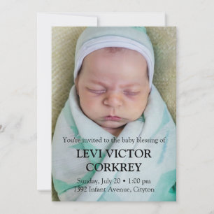 Minimalistische Fotografie + Schwarzer Text Babyse Einladung