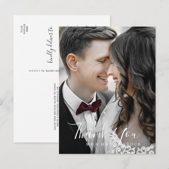 Minimalistische Fotovorlage Vielen Dank Postkarte (Vorne/Hinten)