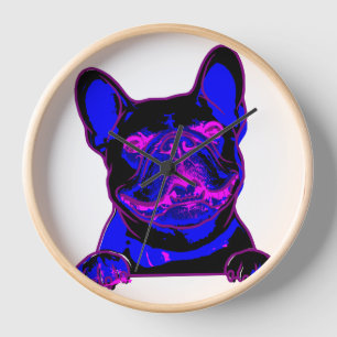 Minimalistische Französische-Bulldogge-Wanduhr - P Uhr