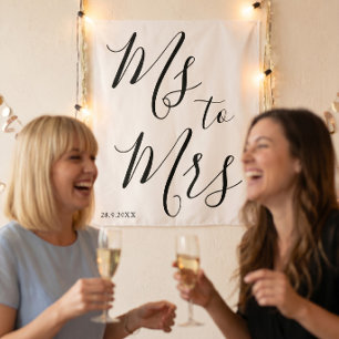 Minimalistische Frau an Frau Brautparty Foto Prop Wandteppich