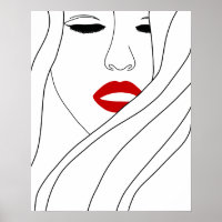 Minimalistische Frauen mit roter Lippe Kunst