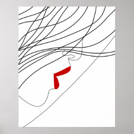 Minimalistische Frauen mit roter Lippe Kunst Poster