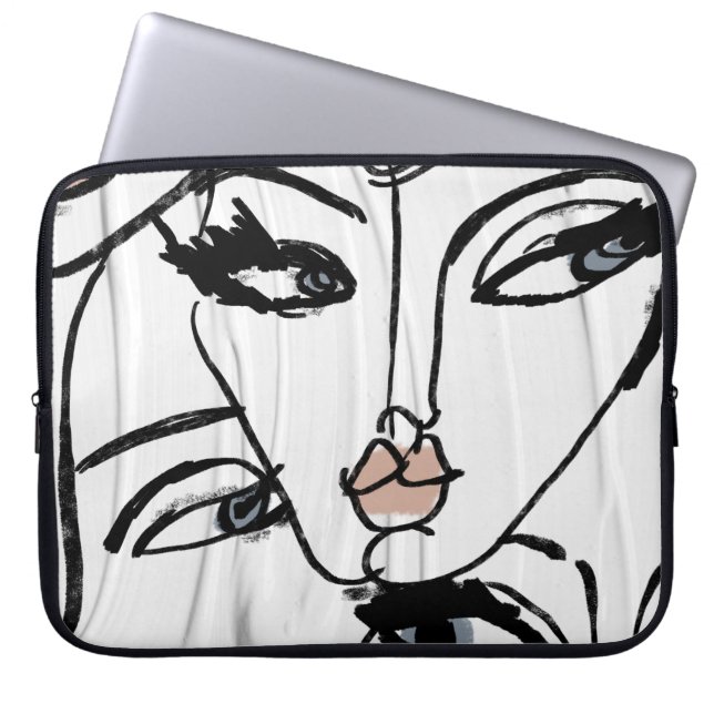 Minimalistische Frauenkunst Laptopschutzhülle (Vorderseite)
