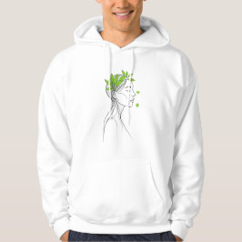 Minimalistische Frauenlinienkunst mit grünen Blätt Hoodie