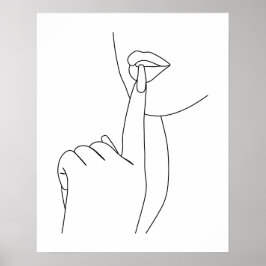 Minimalistische Frauennagel und Lippen Poster
