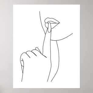 Minimalistische Frauennagel und Lippen Poster