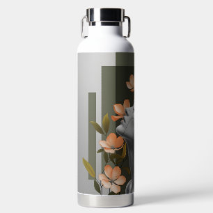 Minimalistische Frauenprofil mit botanischer Elega Trinkflasche