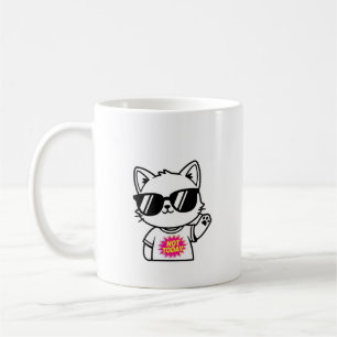 Minimalistische freche Katze mit Sonnenbrille NOT  Kaffeetasse