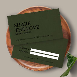Minimalistische Freigabe der Liebe-Referenzkarte Empfehlungskarte