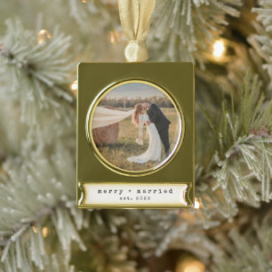 Minimalistische Freude und Verheiratete Weihnachte Banner-Ornament Gold