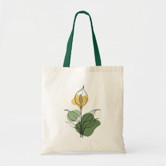 Minimalistische Friedenslilie Linienkunst-Tasche Tragetasche