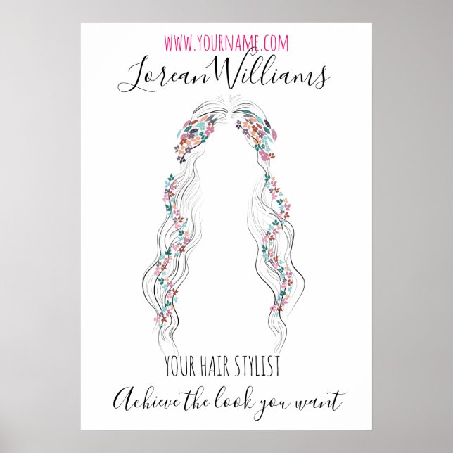 Minimalistische Friseurbride Wavy Haar Chic Blüte Poster (Vorne)