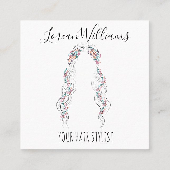 Minimalistische Friseurbride Wavy Haar Chic Blüte Terminkarte (Vorderseite)