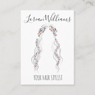 Minimalistische Friseurbride Wavy Haar Chic Blüte Visitenkarte
