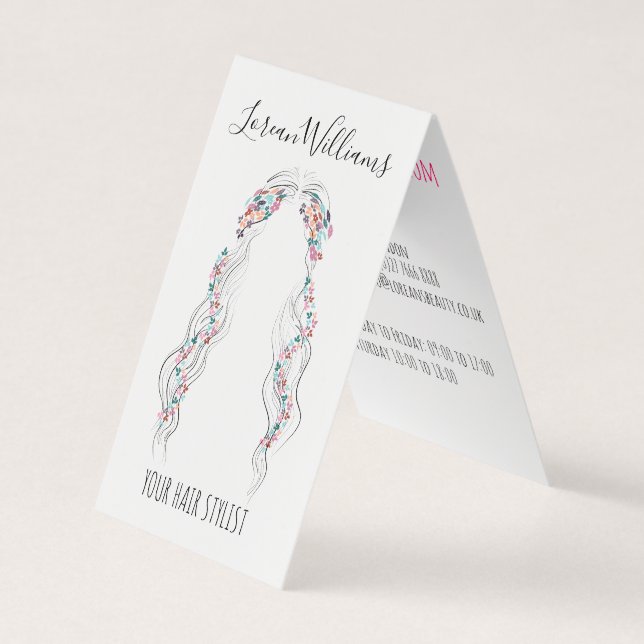 Minimalistische Friseurbride Wavy Haar Chic Blüte Visitenkarten (Vorderseite)