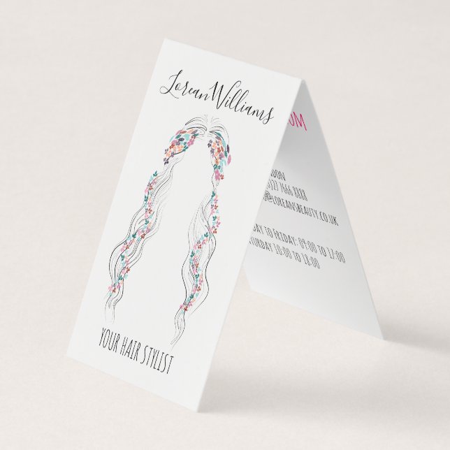 Minimalistische Friseurbride Wavy Haar Chic Blüte Visitenkarten (Vorderseite)