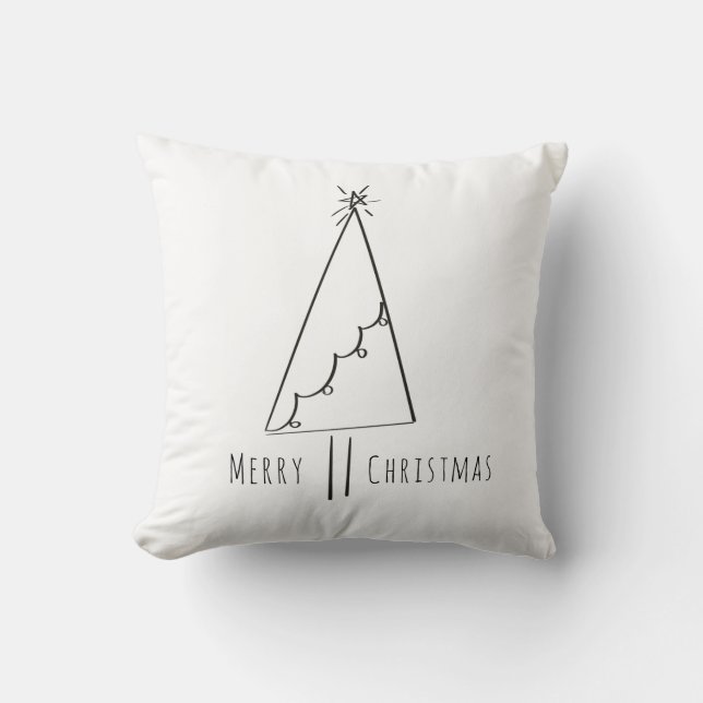 Minimalistische frohe Weihnachtsbaumkunst Kissen (Vorderseite)