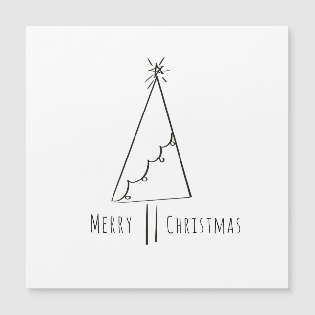 Minimalistische frohe Weihnachtsbaumkunst Magnetkarte (Vorderseite)