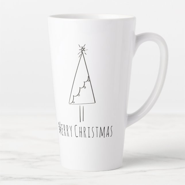Minimalistische frohe Weihnachtsbaumkunst Milchtasse (Rechts)