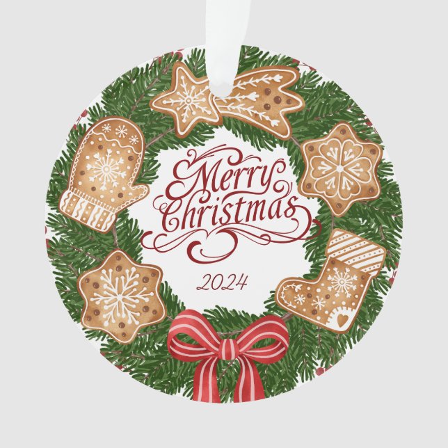 Minimalistische frohe Weihnachtsschmuck Ornament (Vorderseite)