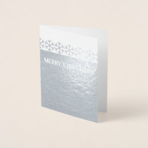 Minimalistische frohe Weihnachtsschneeflocken Folienkarte