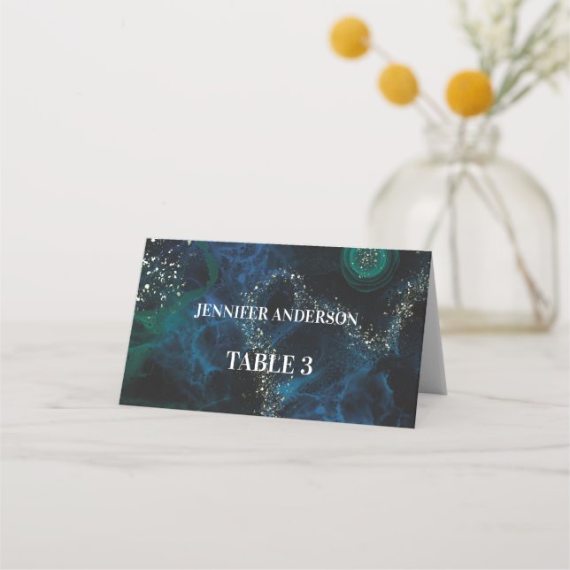 Minimalistische Funkelnd Galaxie-Hochzeiten-Platzk Platzkarte (Vorderseite)