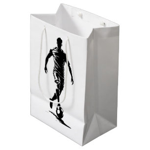 Minimalistische Fußballspieler-Silhouetten-Kunst-G Mittlere Geschenktüte