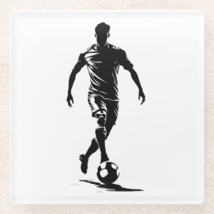 Minimalistische Fußballspieler-Silhouetten-Kunst-U Glasuntersetzer