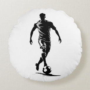 Minimalistische Fußballspieler-Silhouetten-Kunstki Rundes Kissen