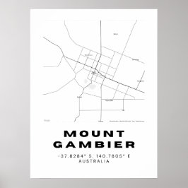 Minimalistische Gambier-Karte mit Koordinaten Poster