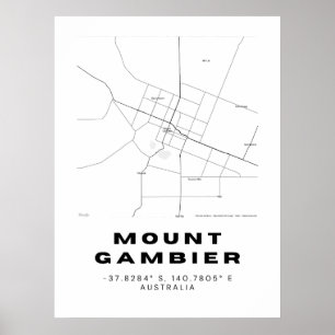 Minimalistische Gambier-Karte mit Koordinaten Poster