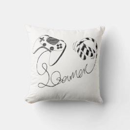 Minimalistische Gamer-Katze-Linienkunst - Controll Kissen