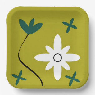 Minimalistische Gänseblümchen-Blumen-Abstrakte Bot Pappteller