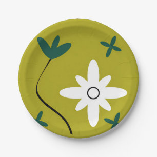 Minimalistische Gänseblümchen-Blumen-Abstrakte Bot Pappteller