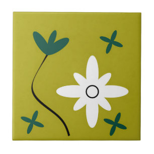 Minimalistische Gänseblumenblüten-Abstrakte-Botani Fliese