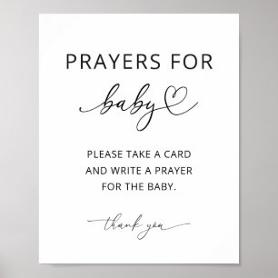 Minimalistische Gebete für Baby-Party-Schild Poster