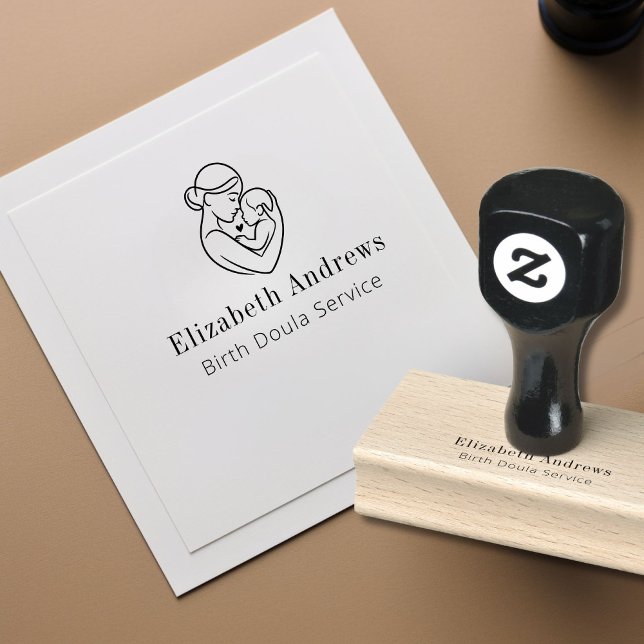 Minimalistische Geburtsdoula-Logo-Schwangerschaft  Gummistempel (Minimalist Birth Doula Logo–Pregnancy & Maternity Rubber Stamp)