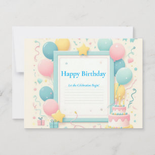 "Minimalistische Geburtstagskarte - Weiche Pastell Postkarte