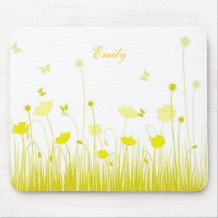 Minimalistische Gelb- und Weißblüten: Name der Wie Mousepad