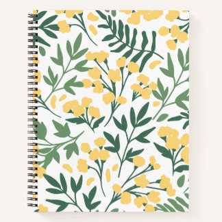 Minimalistische gelbe Blumen und Blätter Notizbuch