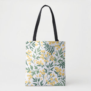 Minimalistische gelbe Blumen und Blätter Tasche