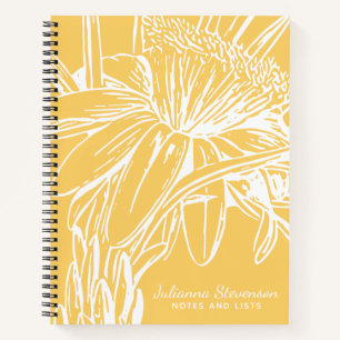 Minimalistische gelbe botanische Kunst benutzerdef Notizbuch