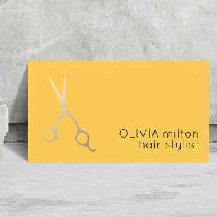 Minimalistische gelbe falsche Gold-Schere Friseur Visitenkarte