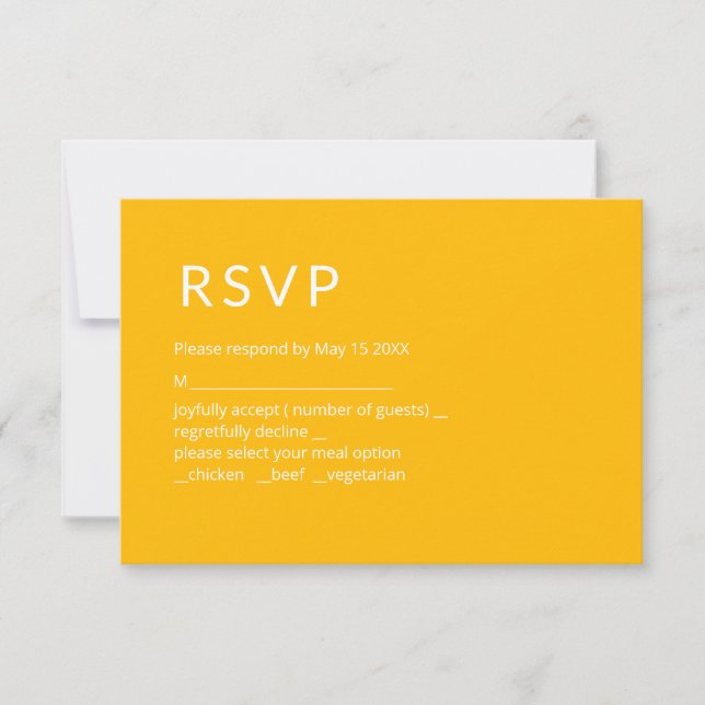 Minimalistische gelbe RSVP-Karte RSVP Karte (Vorderseite)